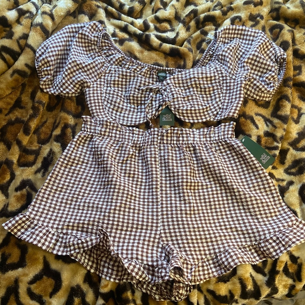 COPY - Women's bra top and shorts - Wild Fable Brown gingham